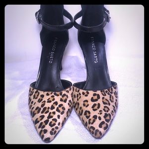 Franco Sarto pointy toe heels with ankle straps.